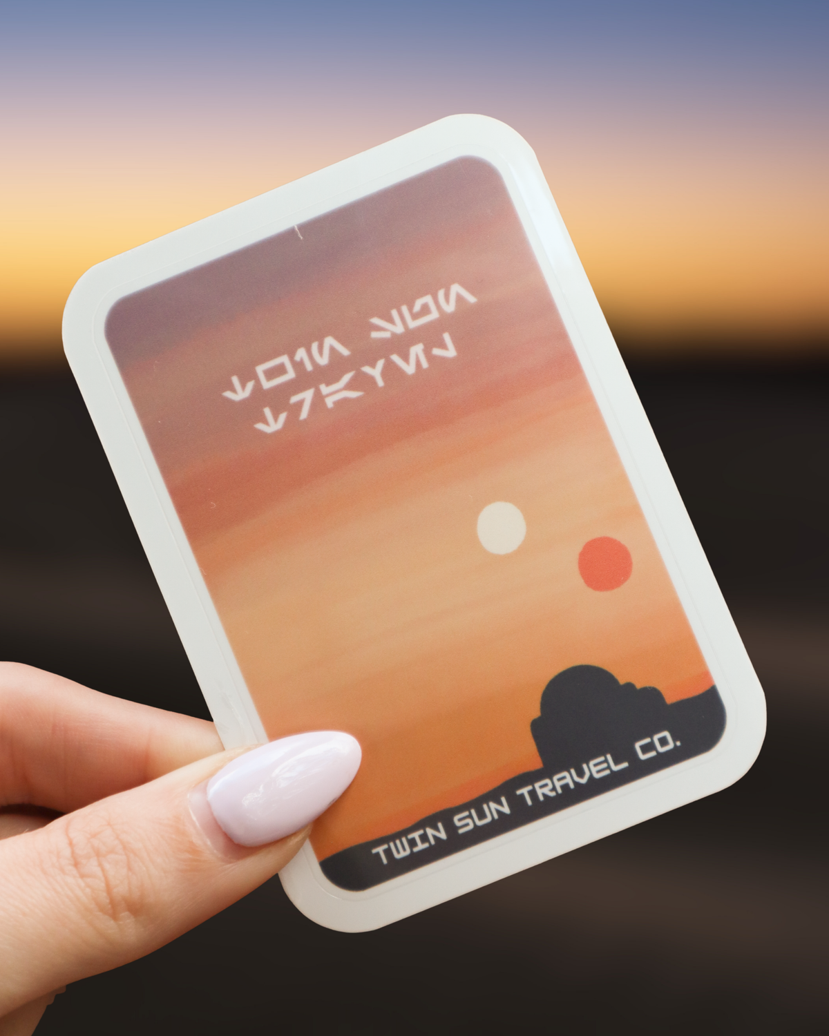 Twin Sun Travel Co. Aurebesh Tatooine Sticker