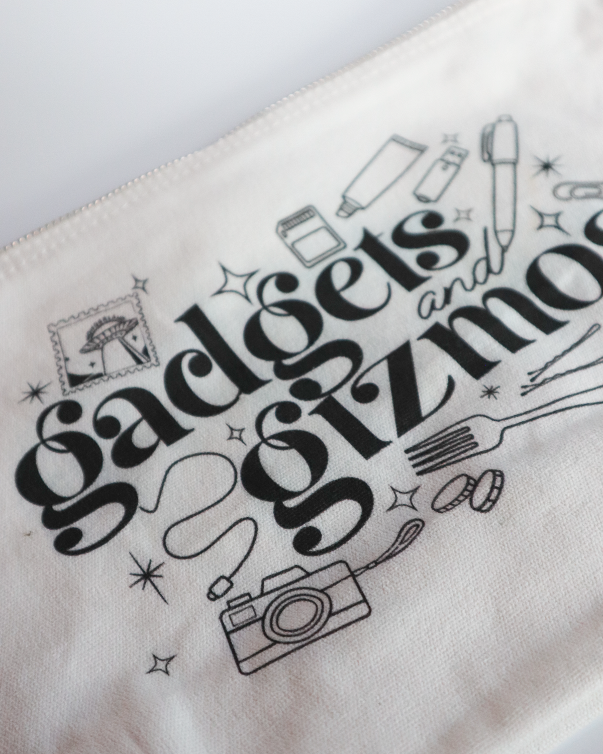 Large Accessory Zip Pouch - Gadgets & Gizmos Design