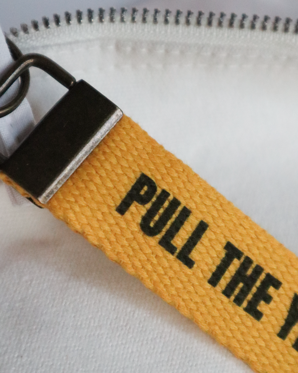 Pull The Yellow Tab Keyring