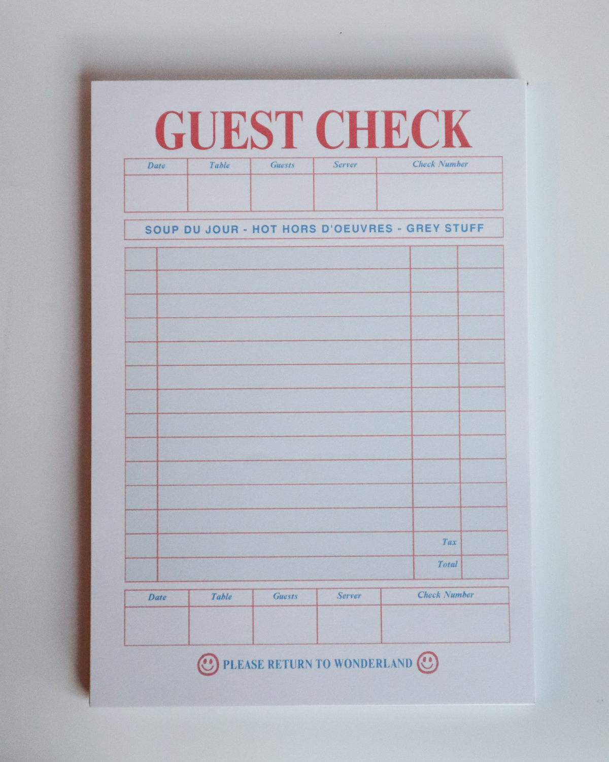 Guest Check A5 Tear Off Notepad