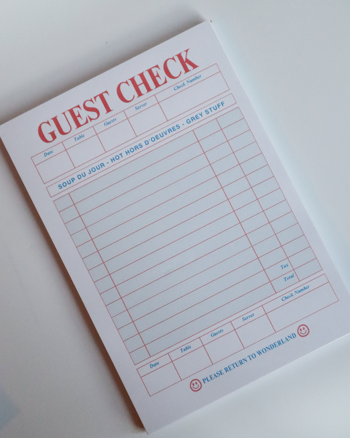 Guest Check A5 Tear Off Notepad