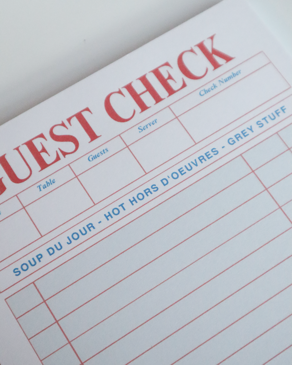 Guest Check A5 Tear Off Notepad