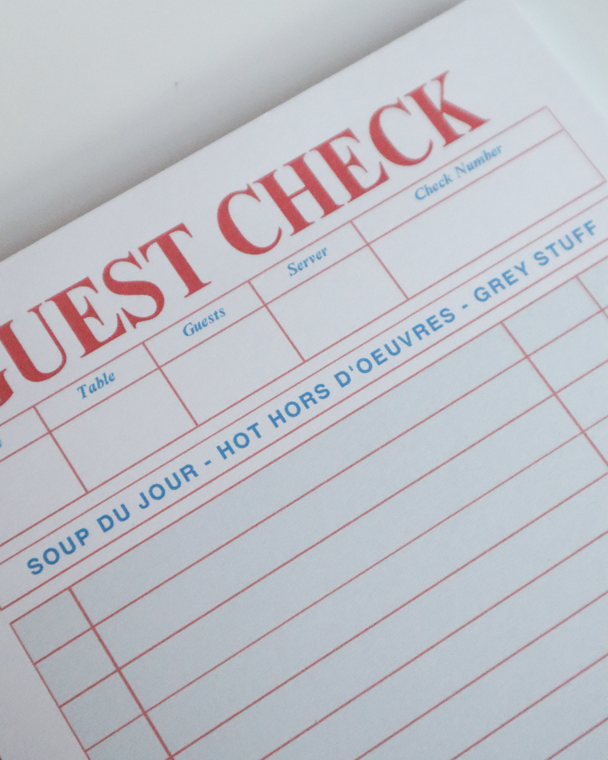 Guest Check A5 Tear Off Notepad