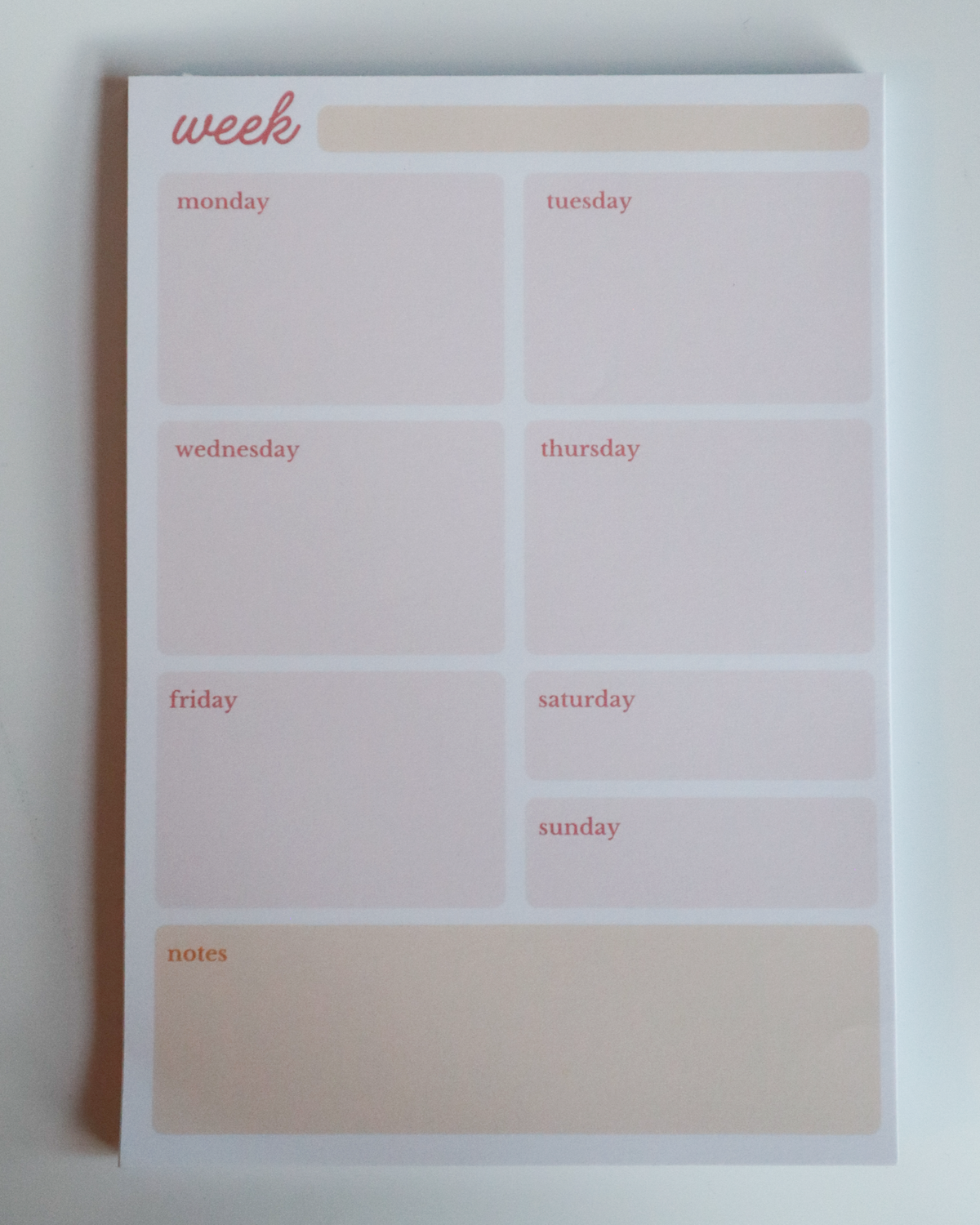 Weekly Planner A5 Tear Off Notepad