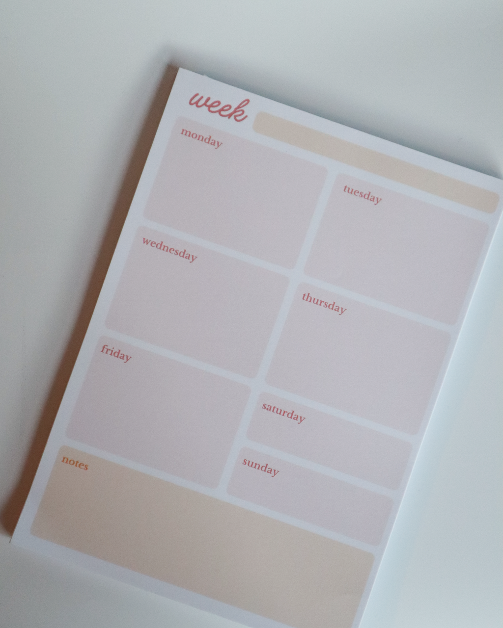 Weekly Planner A5 Tear Off Notepad