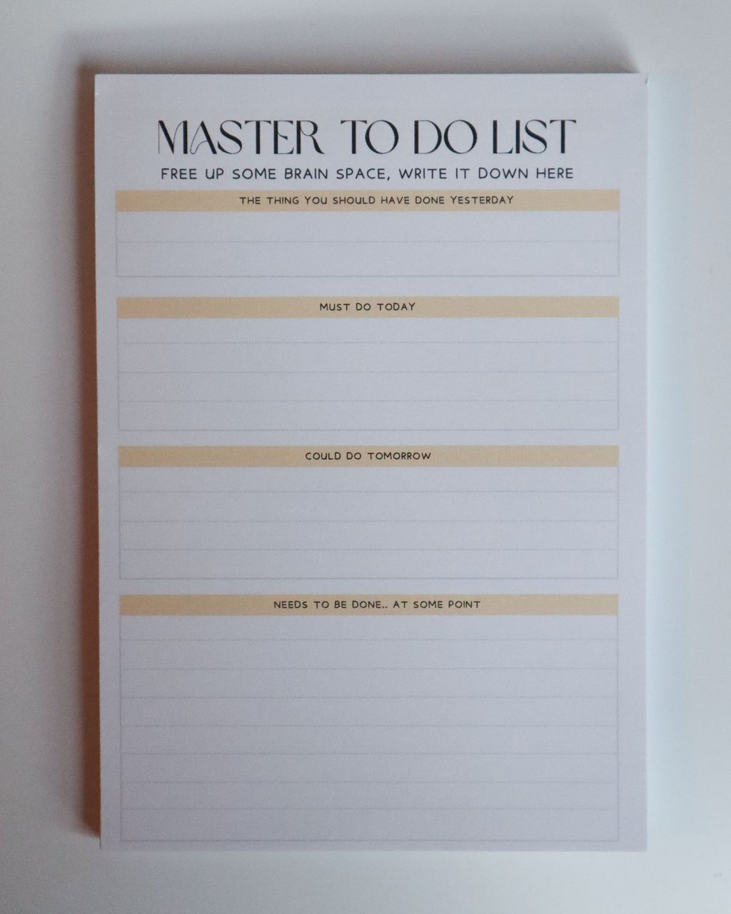 Master To-Do List A5 Tear Off Notepad