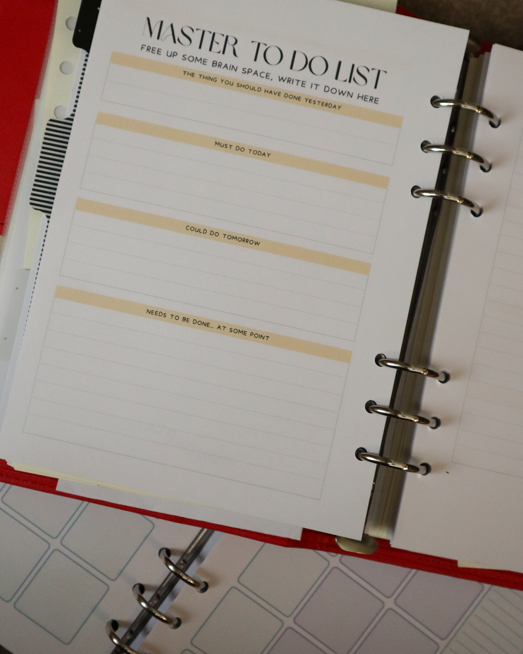 Master To-Do List A5 Planner Inserts