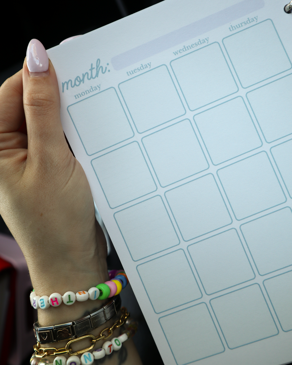 Month-To-View Planner A5 Planner Inserts - Undated