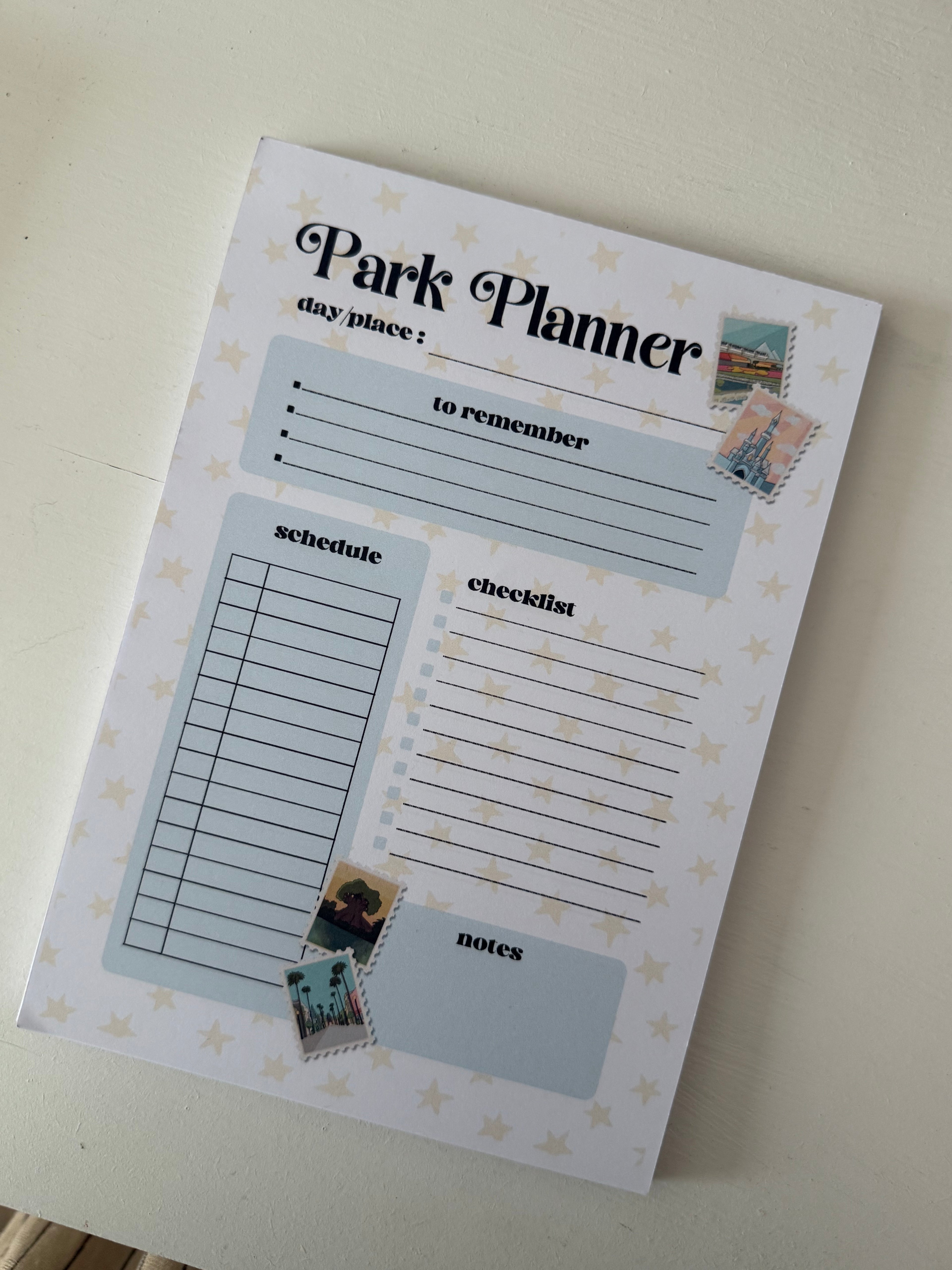 Theme Park Planner A5 Tear Off Notepad