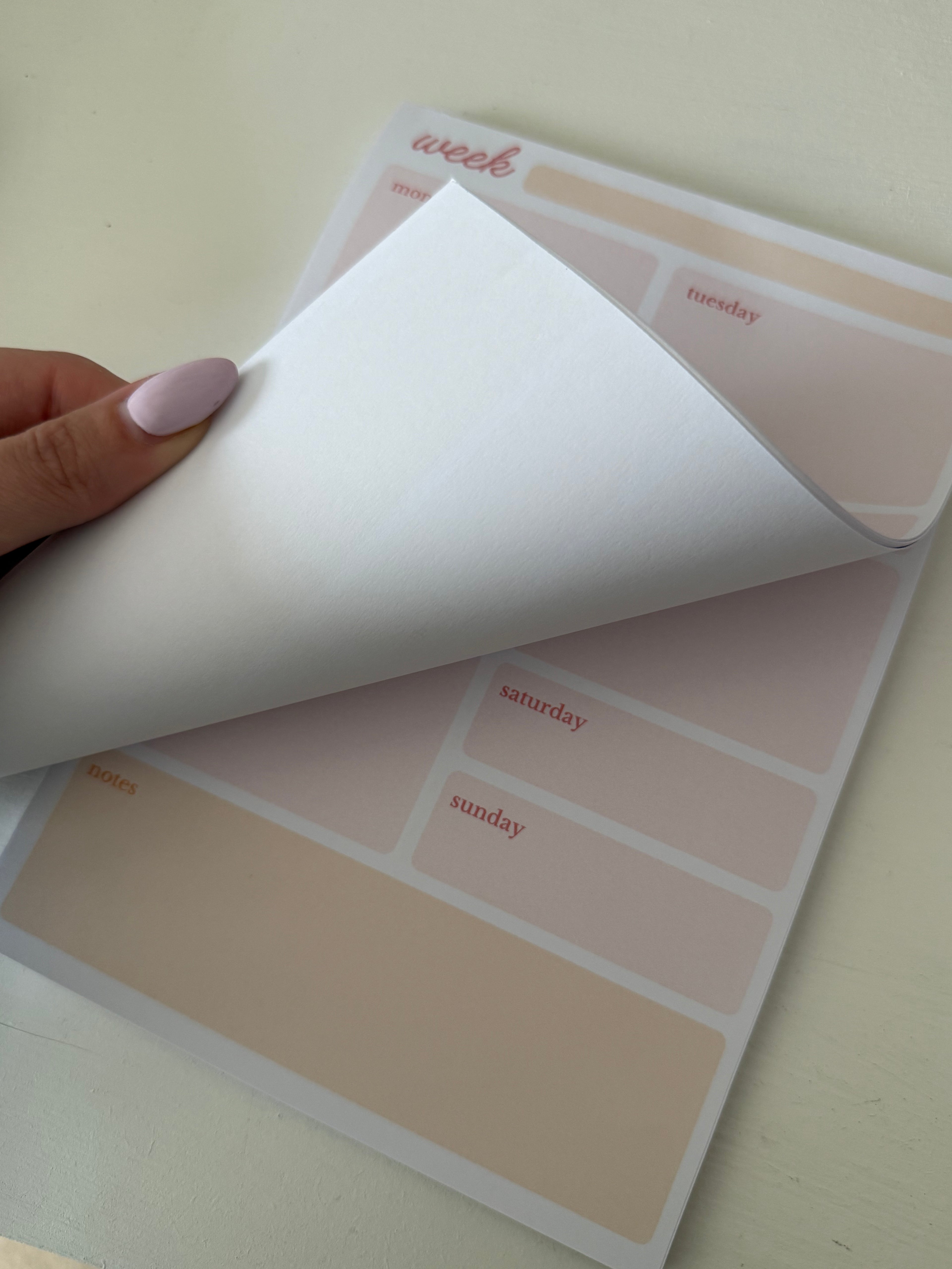 Weekly Planner A5 Tear Off Notepad